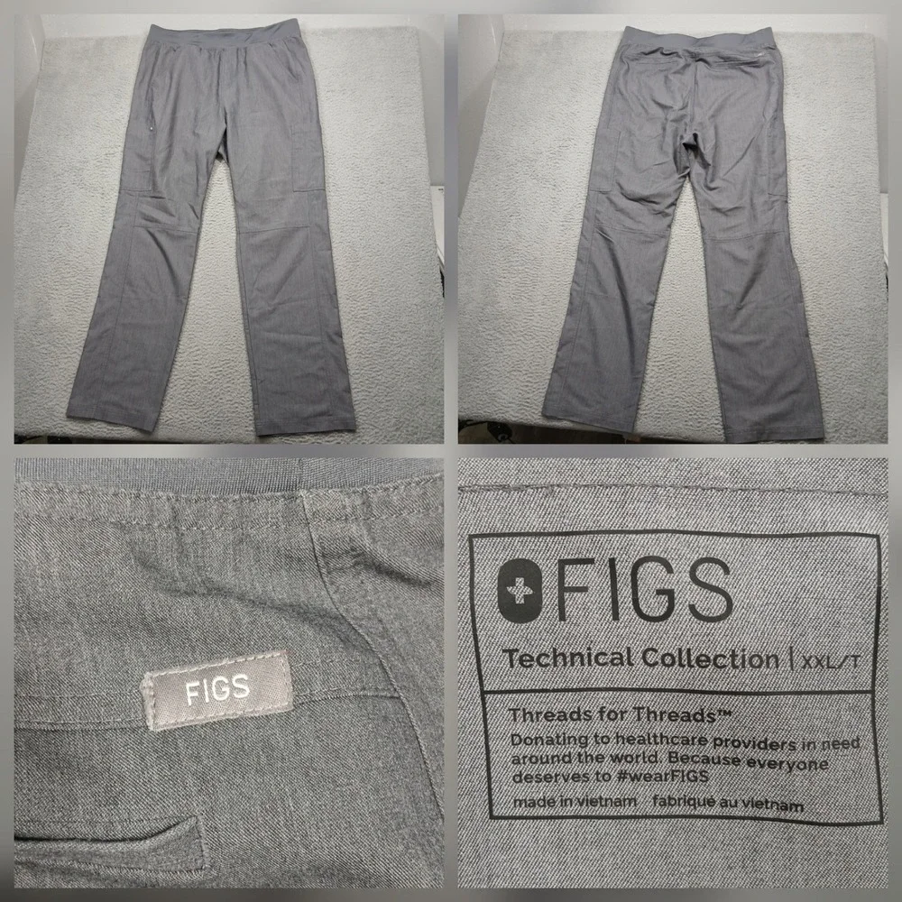 FIGS Technical Collection Scrub Pants Men's XXL/T Gray‎ Straight Leg